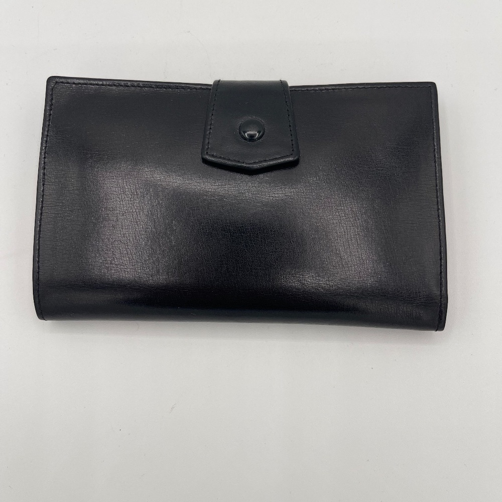 Vintage Retro Italian Leather Wallet Fiocchi Lecco Black Red Interior